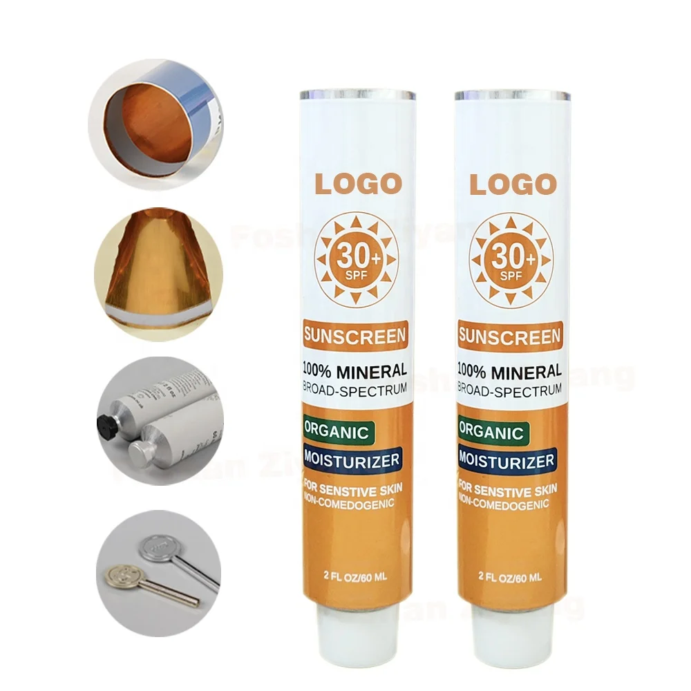 Factory Custom 60ml Alu Tube Soft Cosmetic Metal Squeeze Tube for Sunscreen Cream Skin Care Use