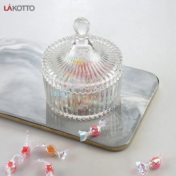 Candy Dish Bowl Jars Pots Cans Sample Packing Dispenser Container Storage Empty Glass Kitchen Minimalist Wooden Lid Glass Jar