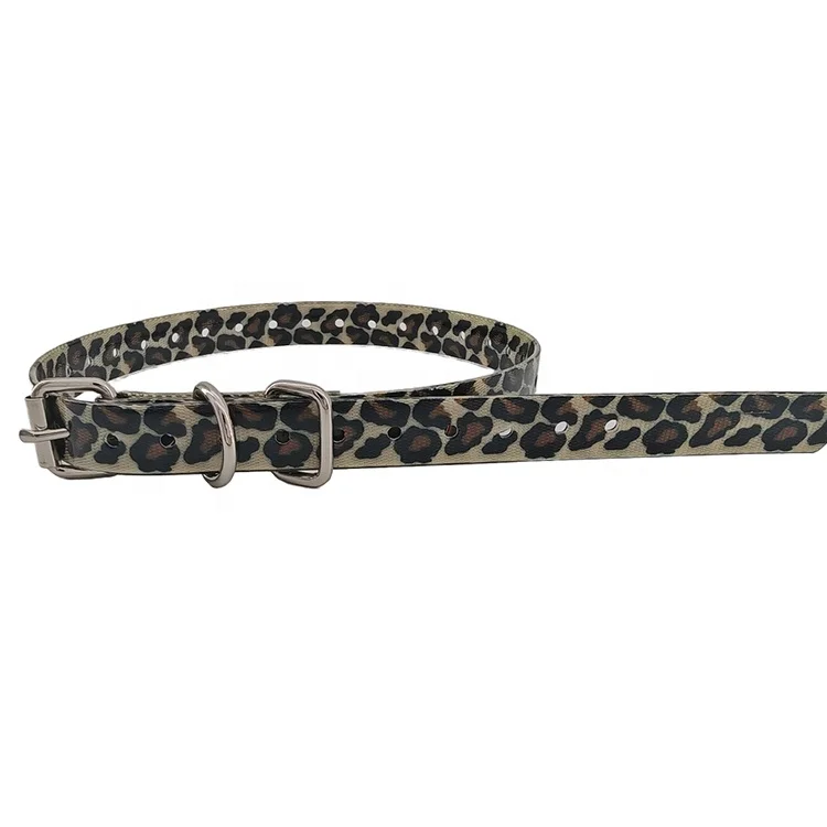 Personalized Leopard Pattern Neck Strap Heavy Duty Waterproof TPU Dog Collar For Training Devices