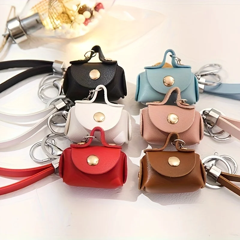 Cute Mini Storage Bag Faux Leather Mini Keychain Handbag Pendant Earphone Ornaments Storage bag for Women