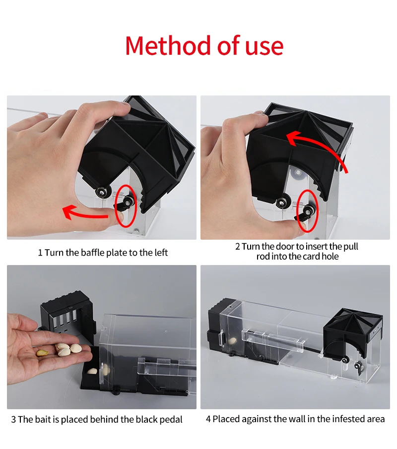 Large Easy Installation Multi Catch Plastic Reusable No Kill Humane Tunnel Mouse Trap