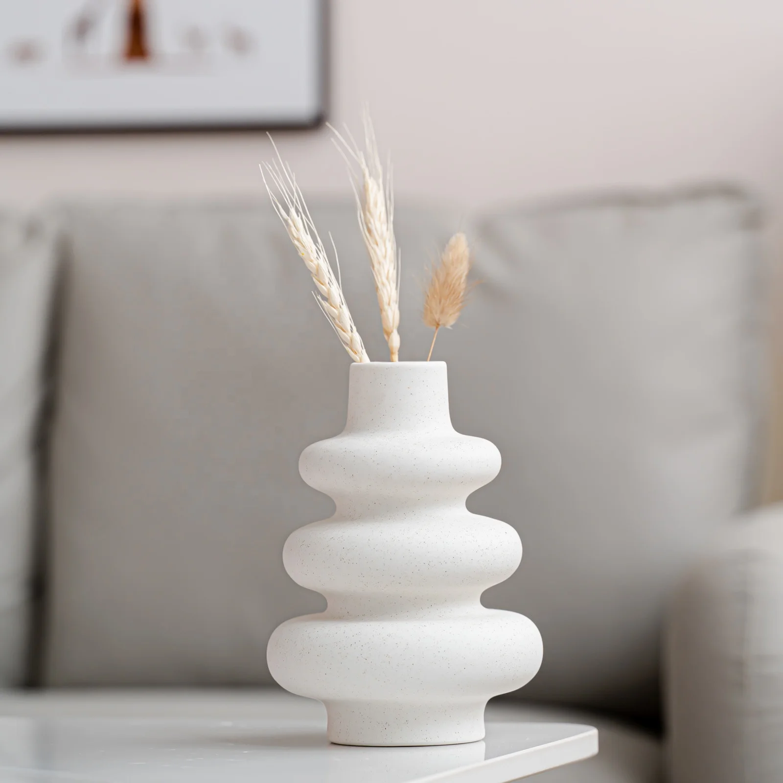 New Creative Modern Ceramic Vase Set of 2 for Pampas Grass Simple Vintage Porcelain Flower Vases Wedding Decor