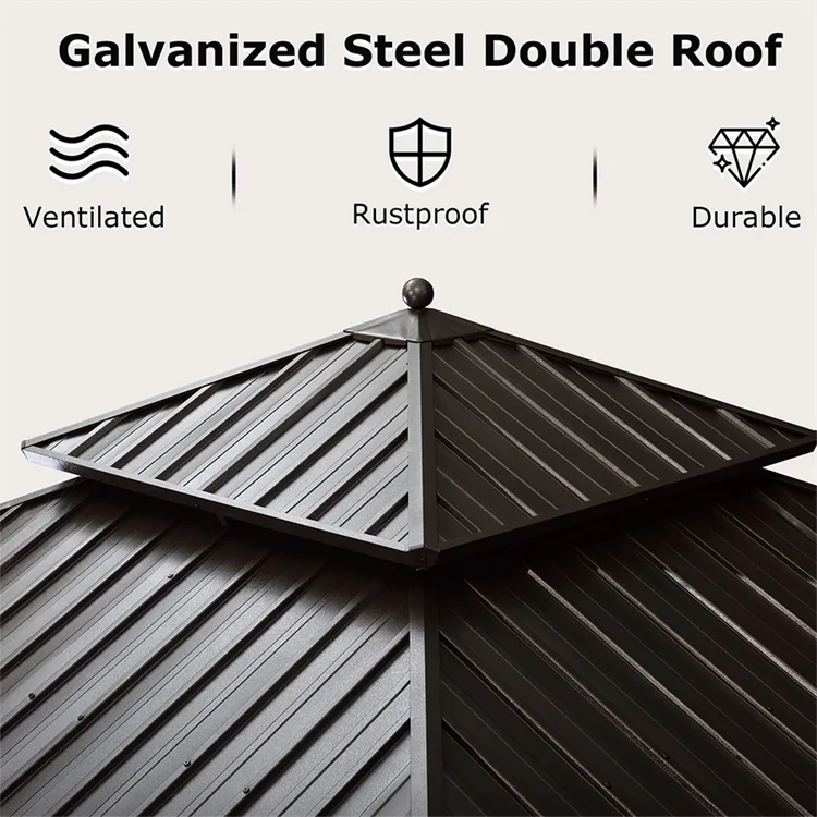 Modern outdoor glass door metal iron roof patio beach garden aluminum gazebos for hot tub