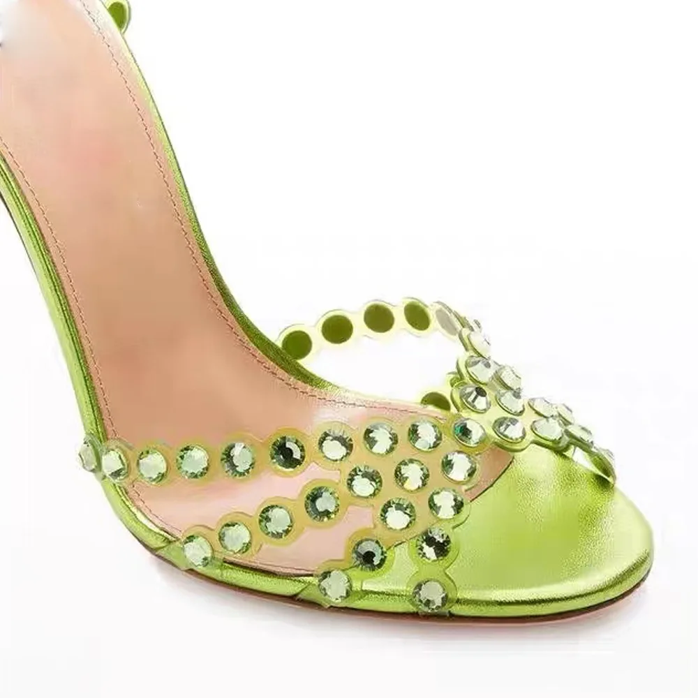 Custom high heels jelly diamond sandals stiletto round toe high heeled sandals for women