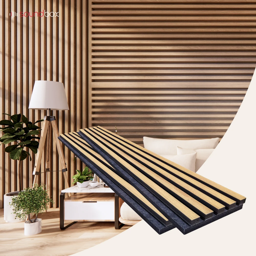 Soundbox pet 24mm biz hexagon wood fiber melamine fabric track for acoustic panel sound proof