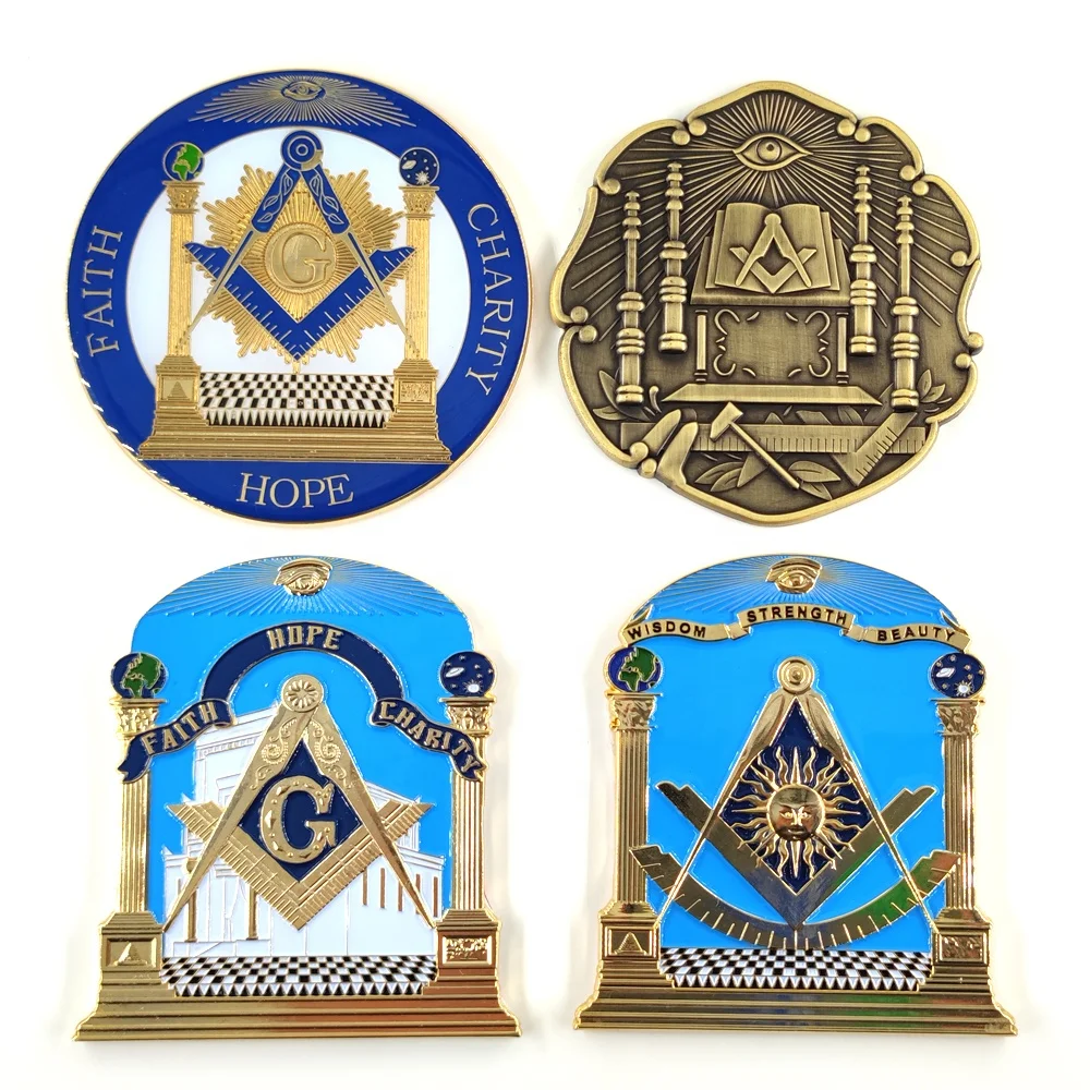 Masonic вызов монета символический античный квадрат и компас братство рабочие инструменты Автомобильная эмблема