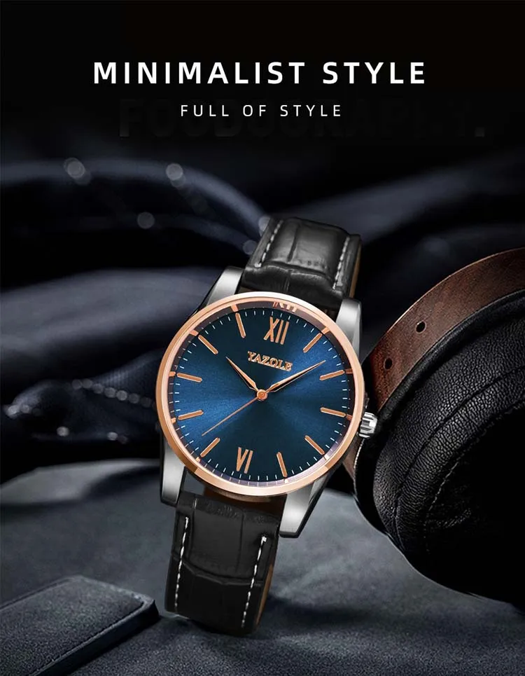 YAZOLE 542 fashion china mens quartz watch 2021 PU leather strap waterproofing analog display Simple Casual relogio musculino