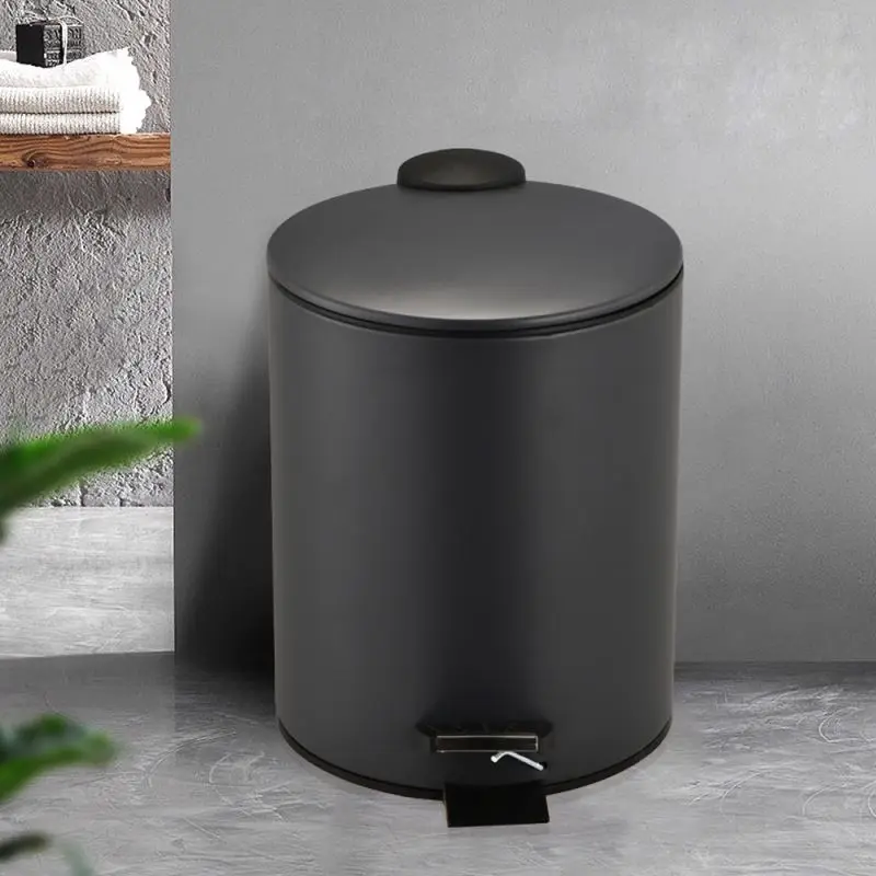 NEW Flat Lid Customized Color Waste Bin Round Shape Stainless Steel 5L Foot Pedal Bin