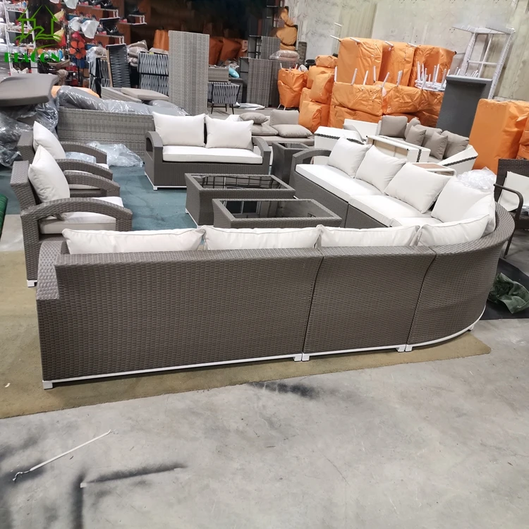 Extra large outdoor corner sofa sectional woven wicker rattan outdoor furniture sofa set for garden