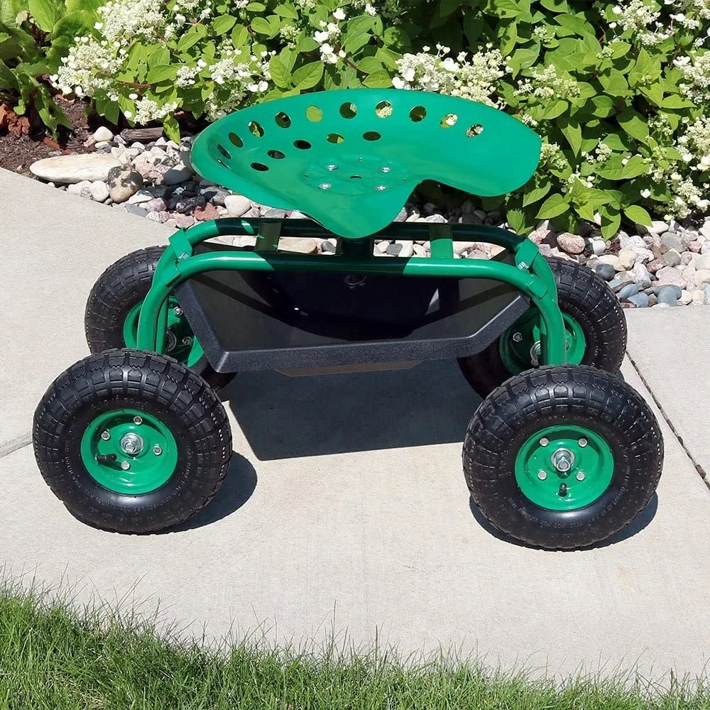 Garden Rolling Work Seat Cart With Four Wheels Garden Tool Sets