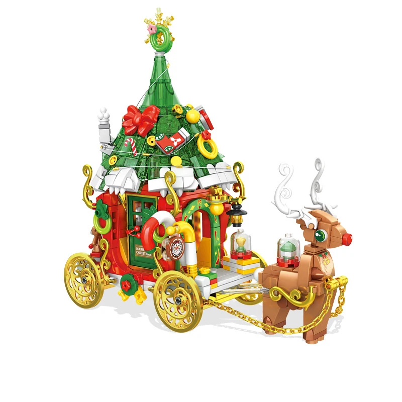 panlos 601012 christmas series building blocks set toy kids reindeer santa claus model blocks bricks kit toys for children gifts
