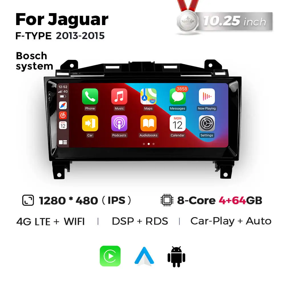 MEKEDE android 12 car stereo system 8core GPS navigation for Jaguar F-TYPE 2013-2015 BT RDS SWC 360 camera 4G LTE WIFI