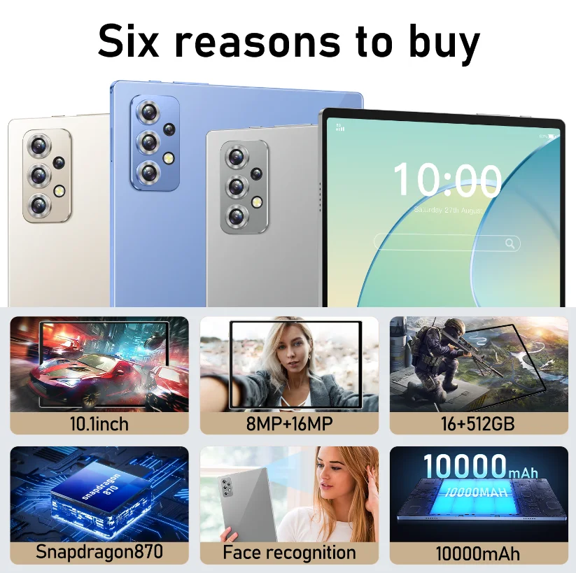 10.1 Inch Tablet With Keyboard Mouse Android 12.0 Dual Sim 4g Tablet PC