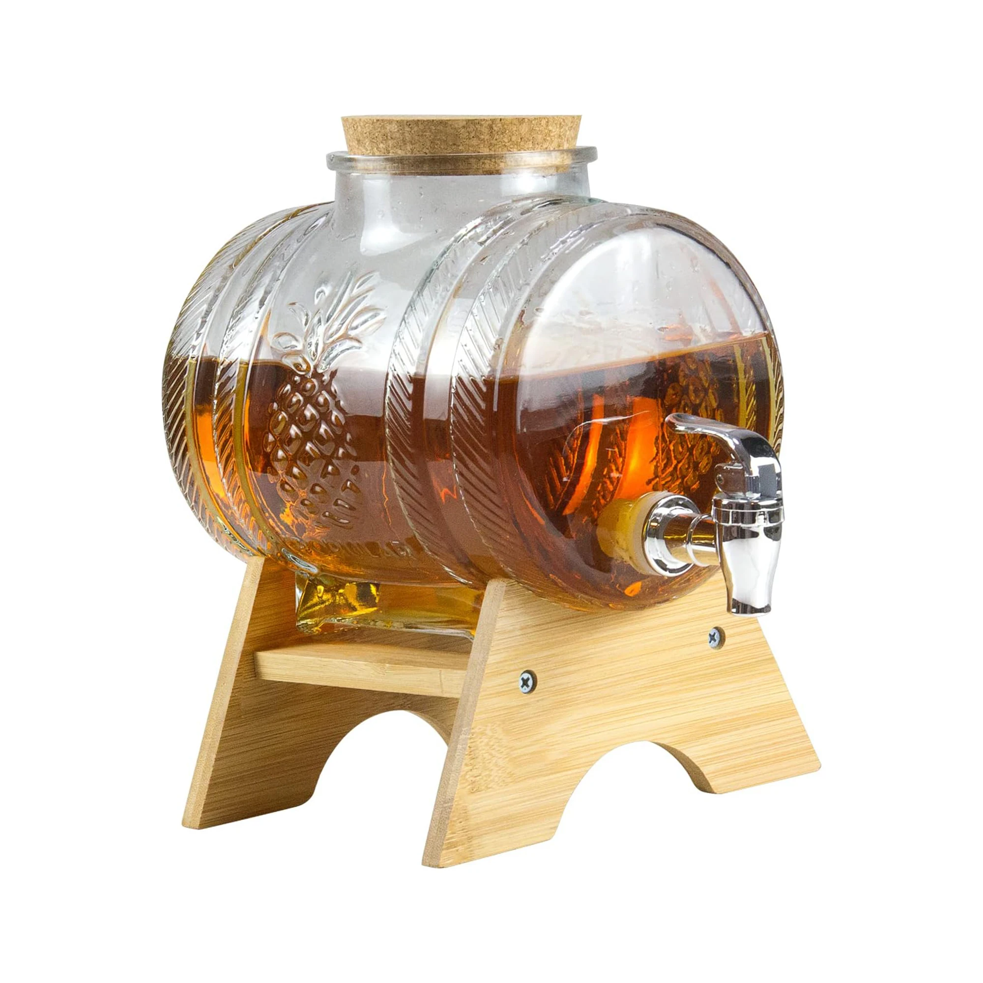Bamboo Drink Dispenser Stand Apply to Drink Dispenser Barrel Thickened Glass Sealed Wine Jar Dispenser