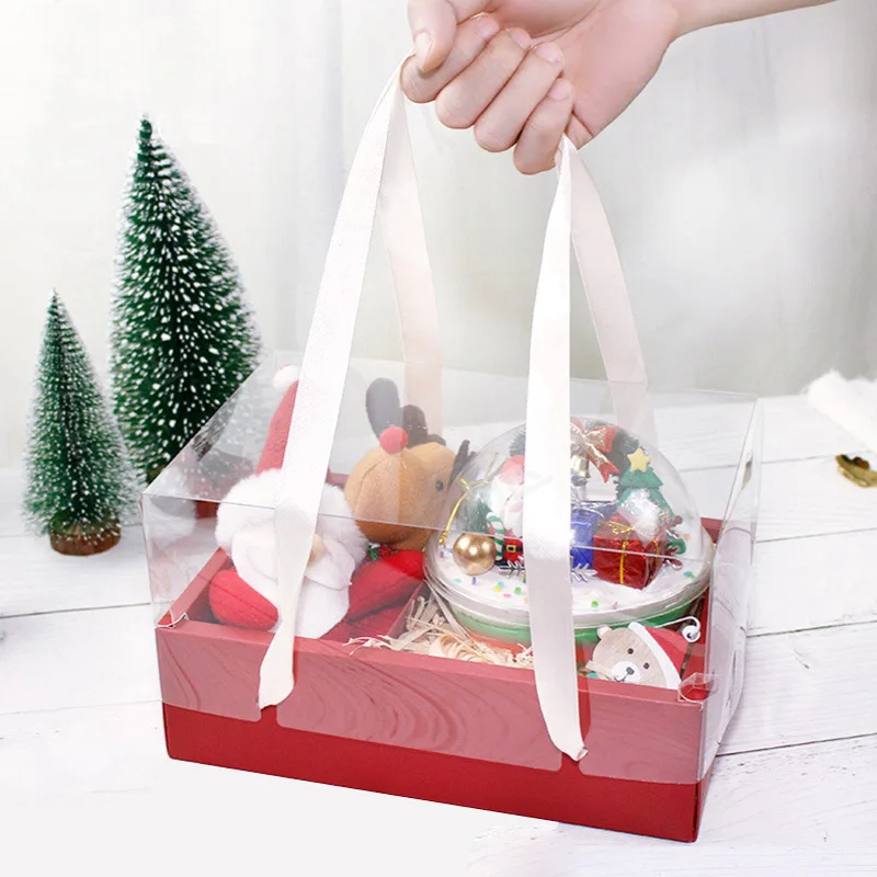 ZL Wholesale Eco Pink Red Luxury Cardboard Paper Wedding Gift Box Packaging With Ribbon And Clear Lid For Christmas New Year