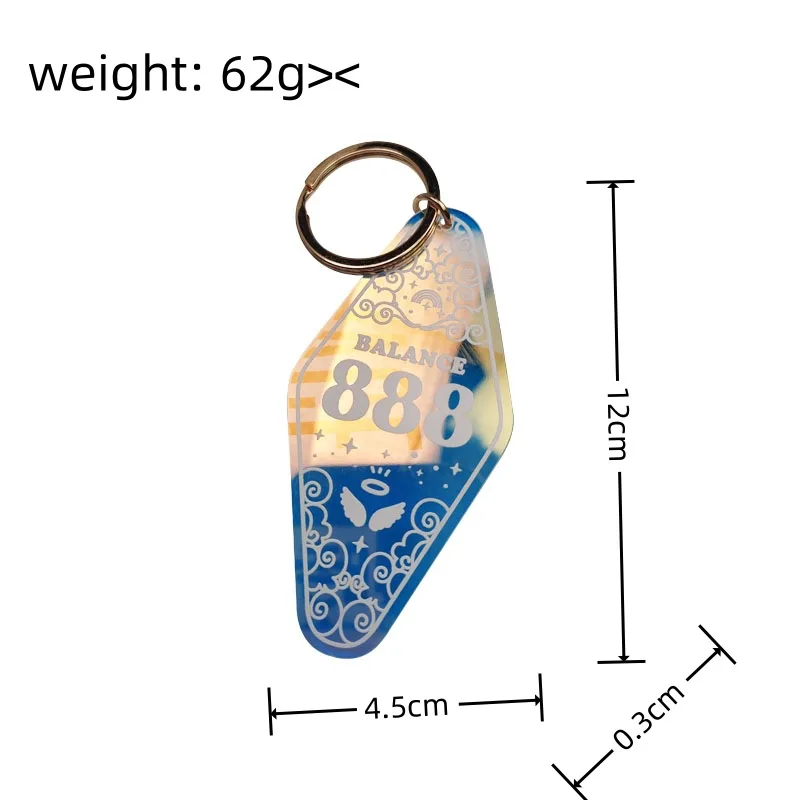 Custom Logo Diamond-Shaped Acrylic Number Key Holder Key Tag Hotel Motel Key Chain Accessories