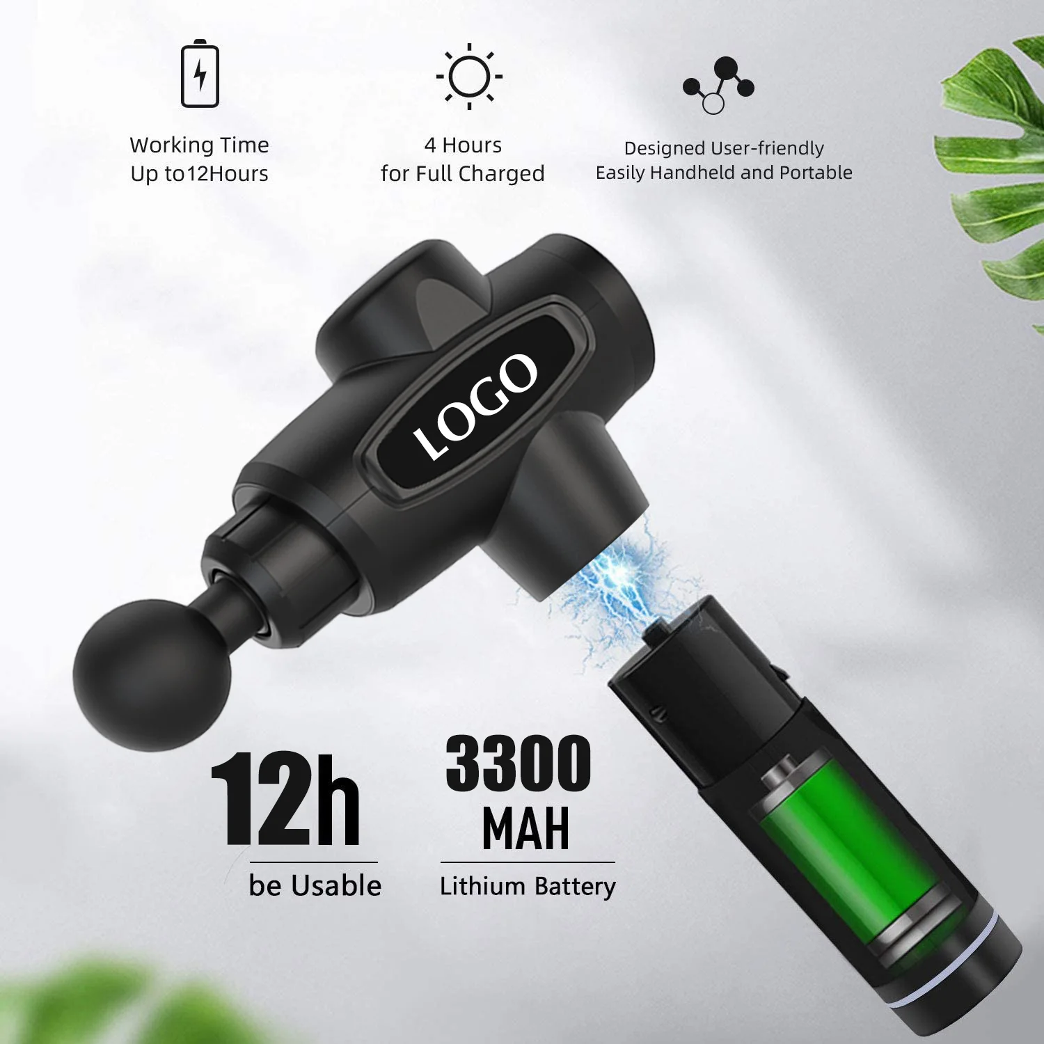 Sungpo Custom Logo Gym Sports Back Wireless Massage Gun 30 Speed Percussion New Heated Muscle Rotating Arm Deep Mini Massage Gun