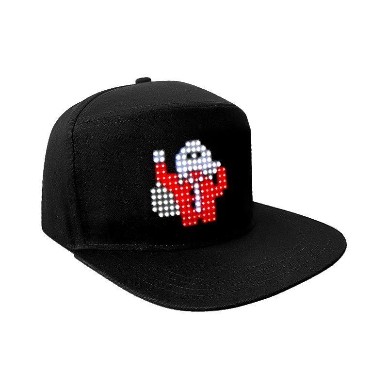 APP Programmable LED Cap Light up EL Hat USB Rechargeable Led light baseball cap with built-in led light Screen