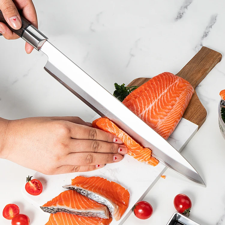 Japanese 300mm Slicing Sashimi Knife 5cr15 Sakimaru Sushi Knives Stainless Steel Sushi Knife With Wenge Wood Handle