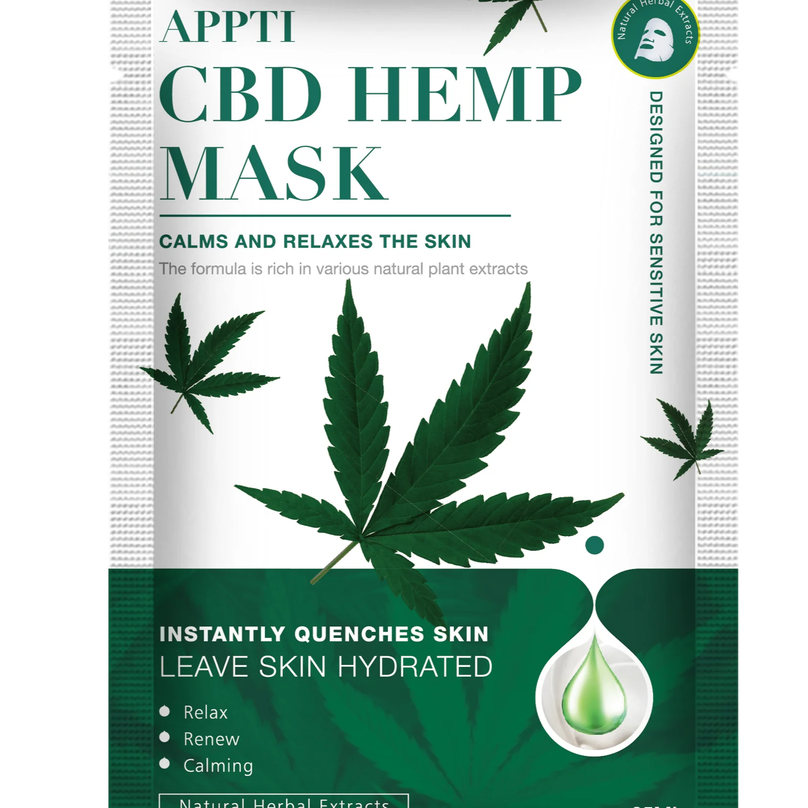 facial masks wholesale Private Label  CBD hemp seeds mask  oem moisturizing  whitening skin care mask