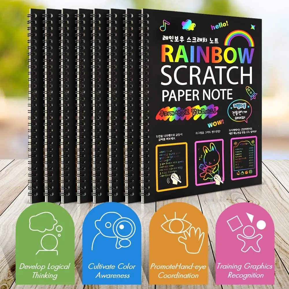 Hot Sale DIY Rainbow Scratch and Sketch Drawing Books 200gsm  for Adults