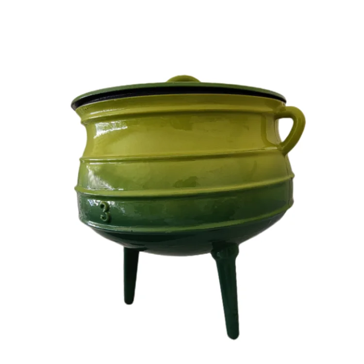 Outdoor Cookware Enameled Iron Casting 3 Legged Potjie Pot Cast Iron Cauldron  For Camping
