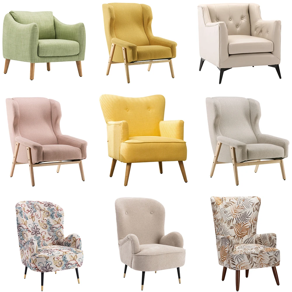 Роскошное современное домашнее одинарное американское антикварное деревянное кресло из ткани