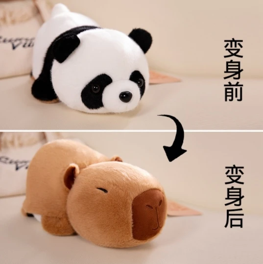 Cute flip Kapibala panda doll simulation plush toy