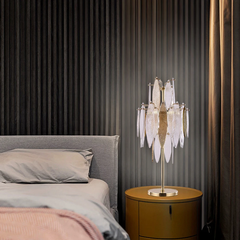 Modern luxury glass chandelier lighting elegant handmade leaf shaped glass Villa bedroom living room luxury designer glass lamp