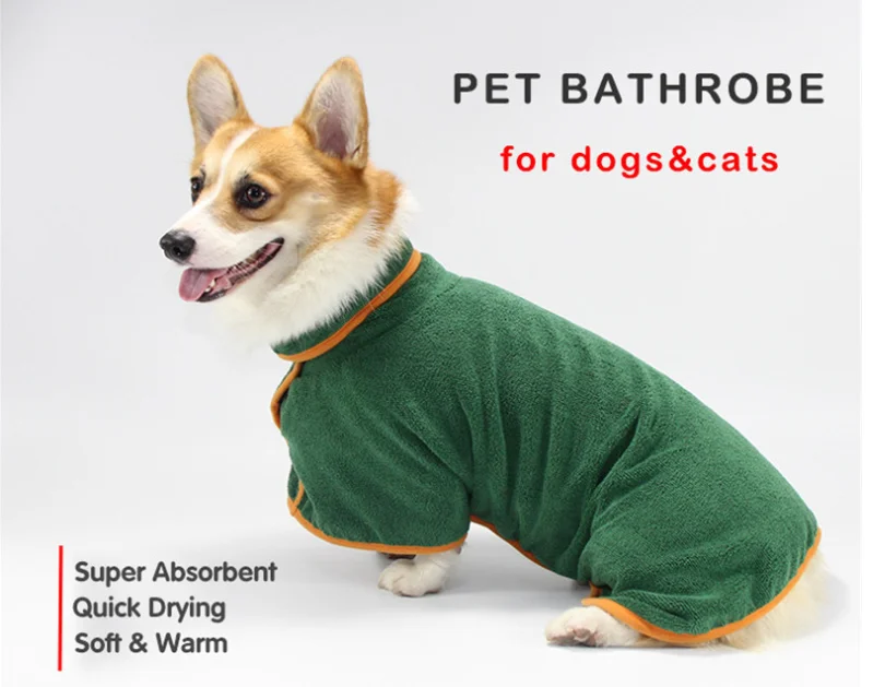 Hot Sale Dog Drying Coat Bathrobe Towel Microfiber Material Fast Drying Super Absorbent Dog Bath Robe