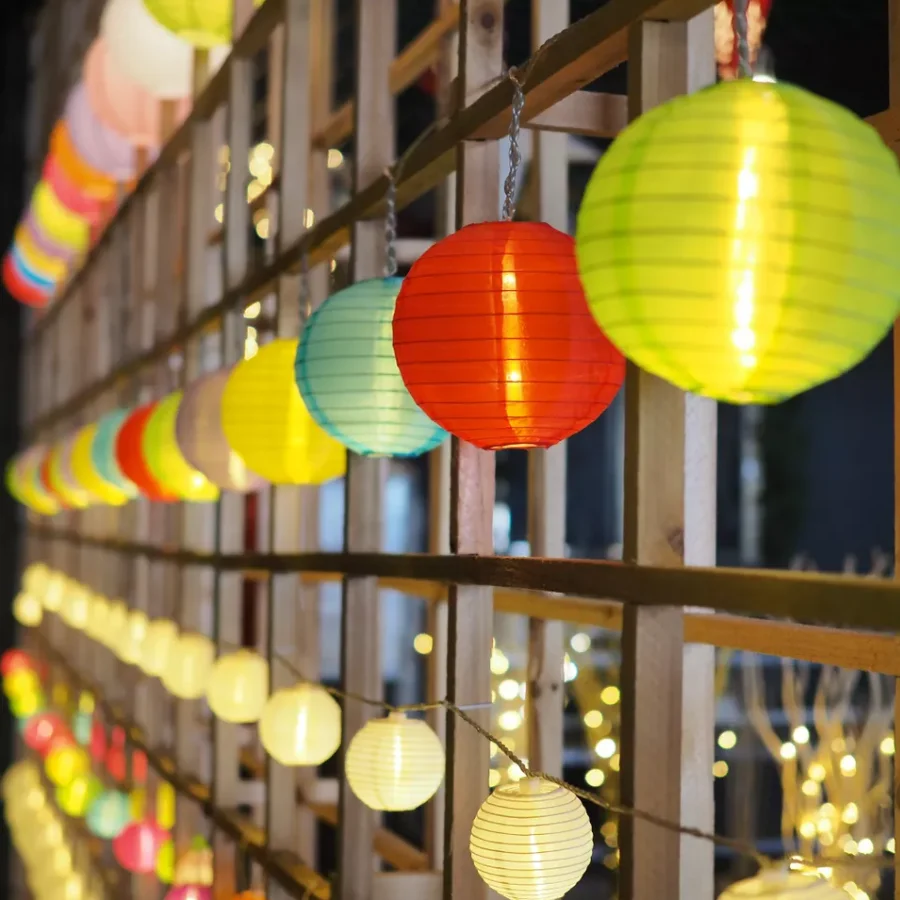 summer solar lights outdoor led colorful chinese Lantern garden string light new year holiday wedding decoration lights