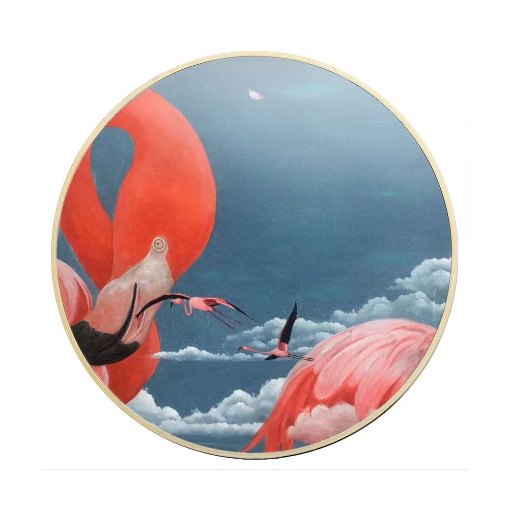 Chinese Style Oriental Style  Round frame Paintings  Contemporary  Beautiful canvas Paintings  for  home and hotel Decoration