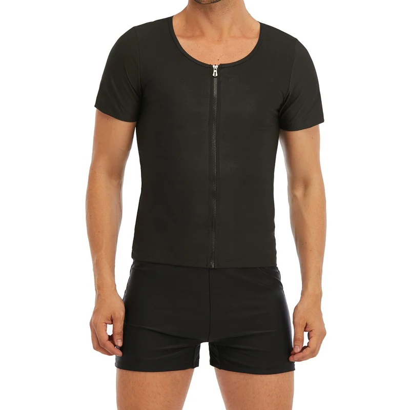 Elastic Sauna Shirt for men Short Sleeve Sweat Vest Weight Loss Sauna Suit