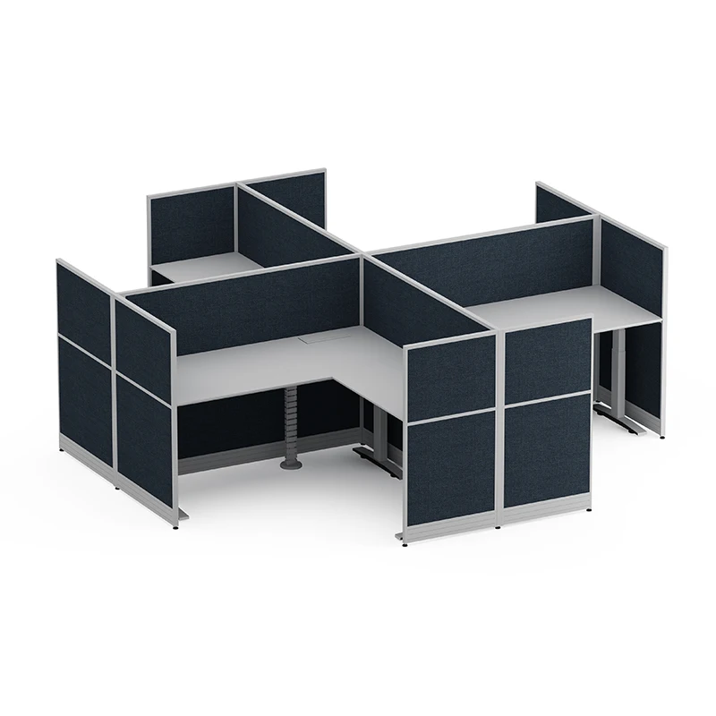 Acoustic Office Furniture Workstation Table Height Adjustable Desk L Shape Office Partition Cubicle