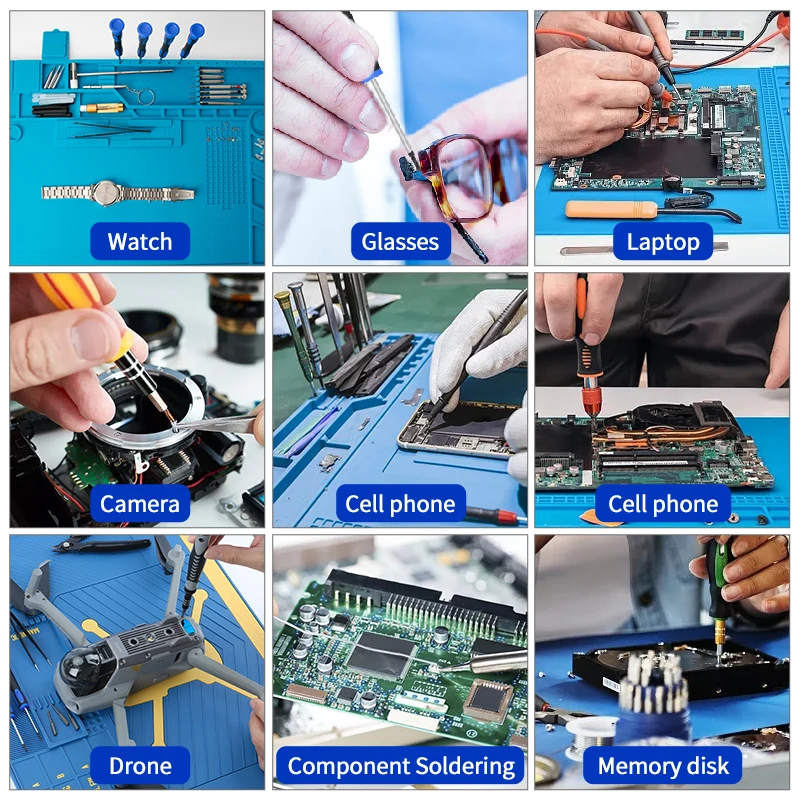 High Quality 45*30cm Blue Magnetic Silicone Desk Pad Heat Resistant Insulation Anti-Static Welding Soldering Supplies