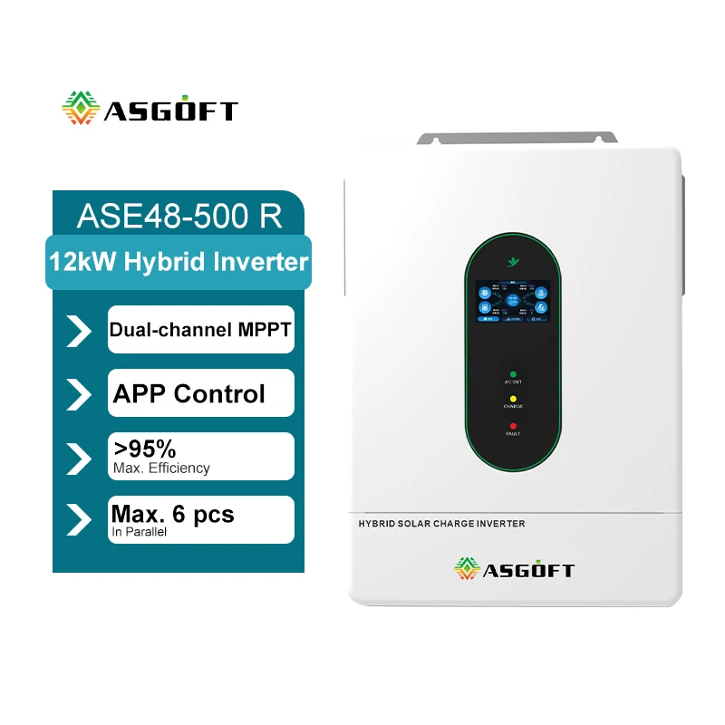 Asgoft split phase EU warehouse 220/230/240V Pure Sine Wave Hybrid System with MPPT 12kw 10kw 8kw solar inverter Smart on grid