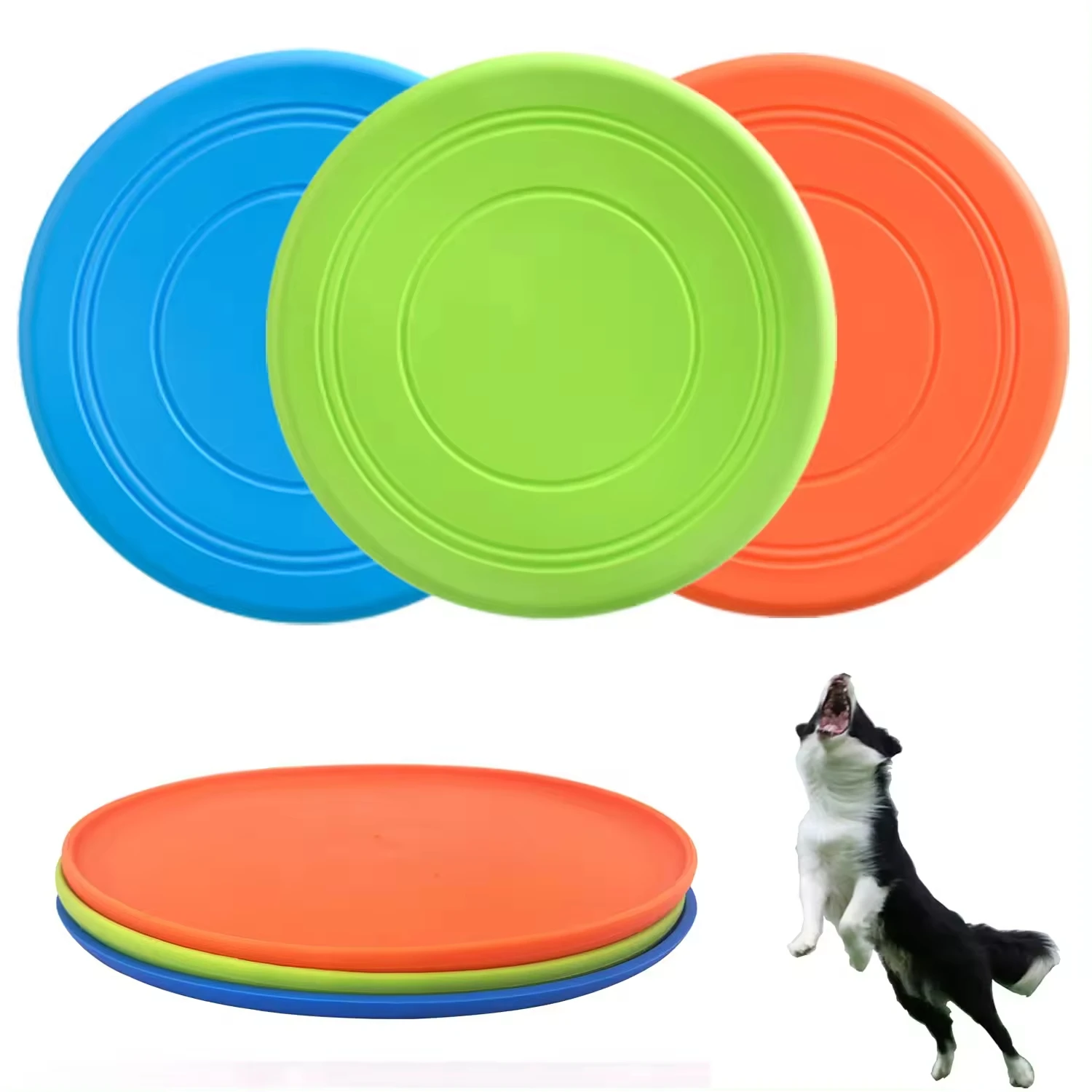 Dog Soft Rubber Fisbee TPR Training Interactive Lightweight Flying Disc Dog Toy For Small Large Dogs