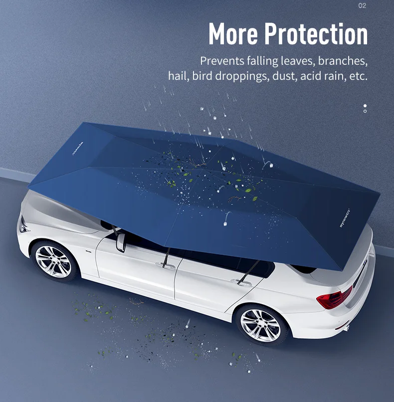 Portable folding Outdoor semi automatic 4.2m 4.6m Car sunshade Roof Shade Cover Automatic Umbrellas With Remote