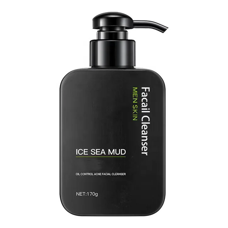 Private Label Ice Sea Mud Men Facial Cleanser Oil Contril Acne Remover Black Head Glow Clean Face Wash Cleanser