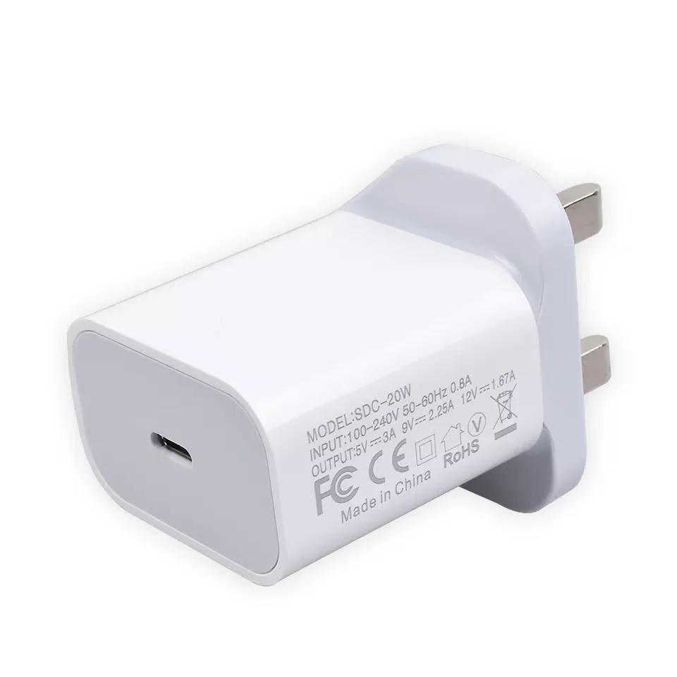 Wholesale 20W PD UK Type C Wall Adapter USBC Power Delivery Charging Adaptor for 14 13 Pro Max 12 11