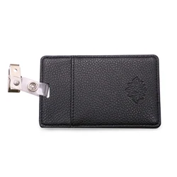 High Performance Wallet Clip PU Card Holder Leather Name Logo Custom ID Badge