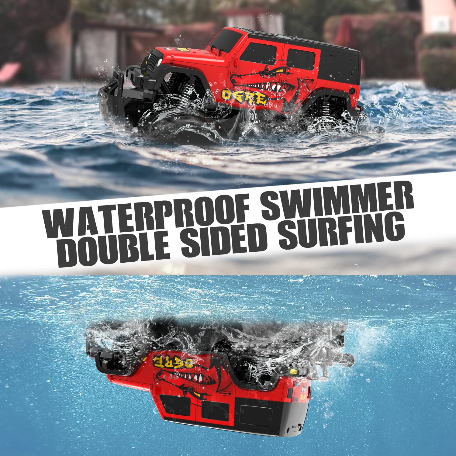 2.4 GHz Amphibious Remote Control Car for Kids, RC Trucks 4x4 Off Road Waterproof - All Terrain Remote Control Truck