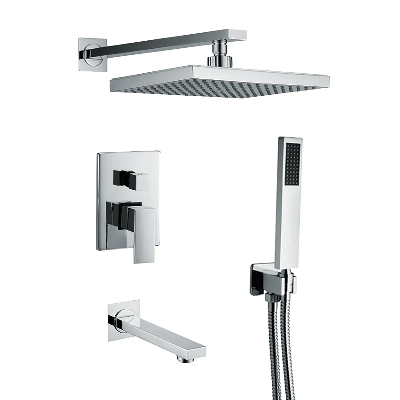 Brass faucet & shower combination bath mixer heart 3 way bathroom shower faucet