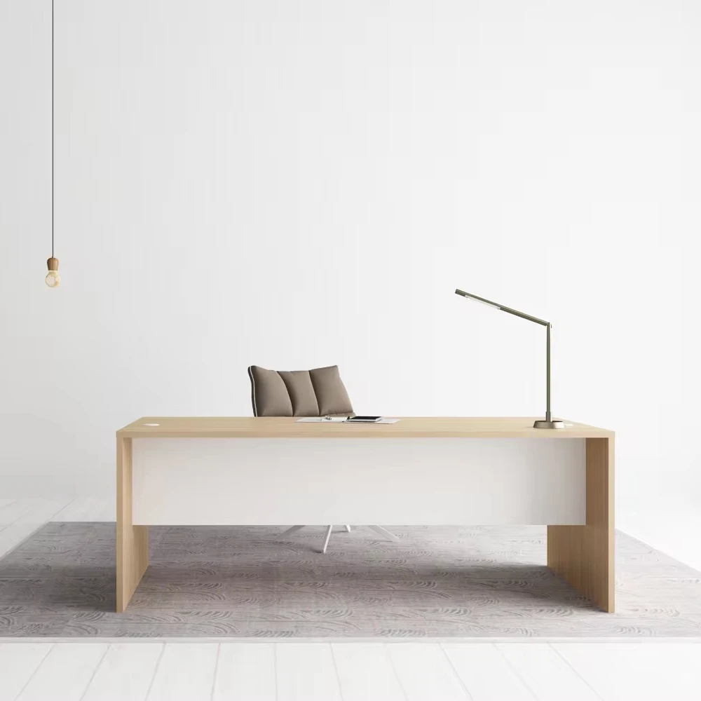 LCN Modern Executive Manager CEO White Office Desk Contemporary Style Wooden Furniture Convertible Modular Extendable Design