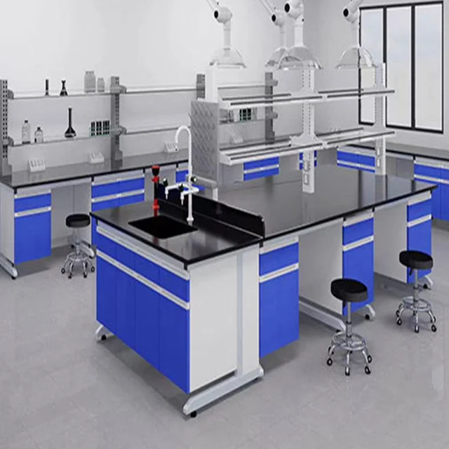 OEM ODM Laboratory Furniture Steel Work Table Lab Bench With Epoxy Resin Worktop With Sink