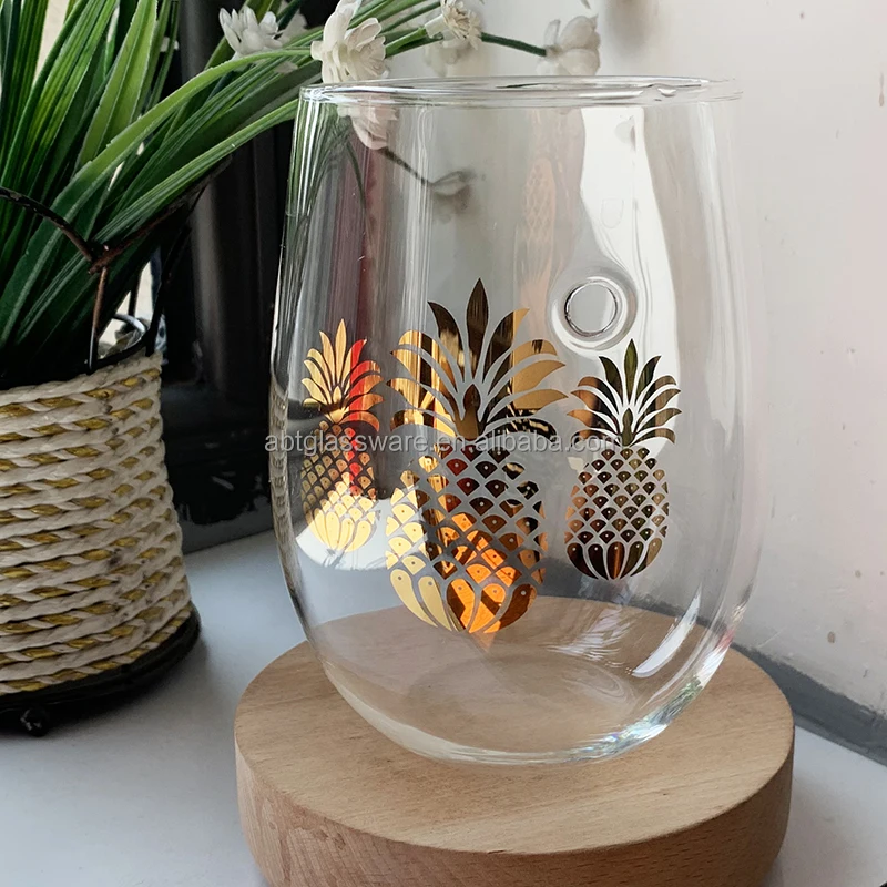 Custom logo Borosilicate Wine Glass cup with straw dishwasher safe