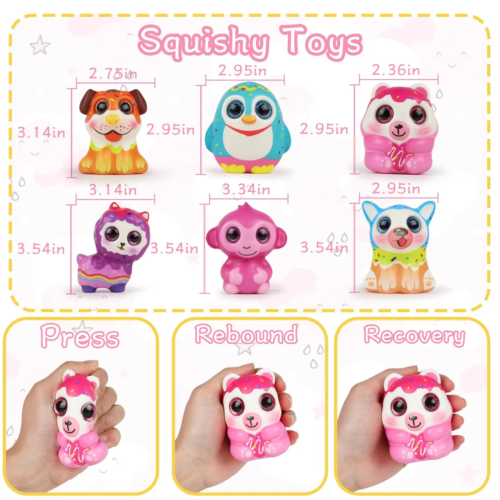 Hot Sale 6PCS Animal Squishies Slow Rising Squishy Toy Soft Monkey Dog Penguin Sheep Jumbo Kawaii Stress Relief Squeeze Toy