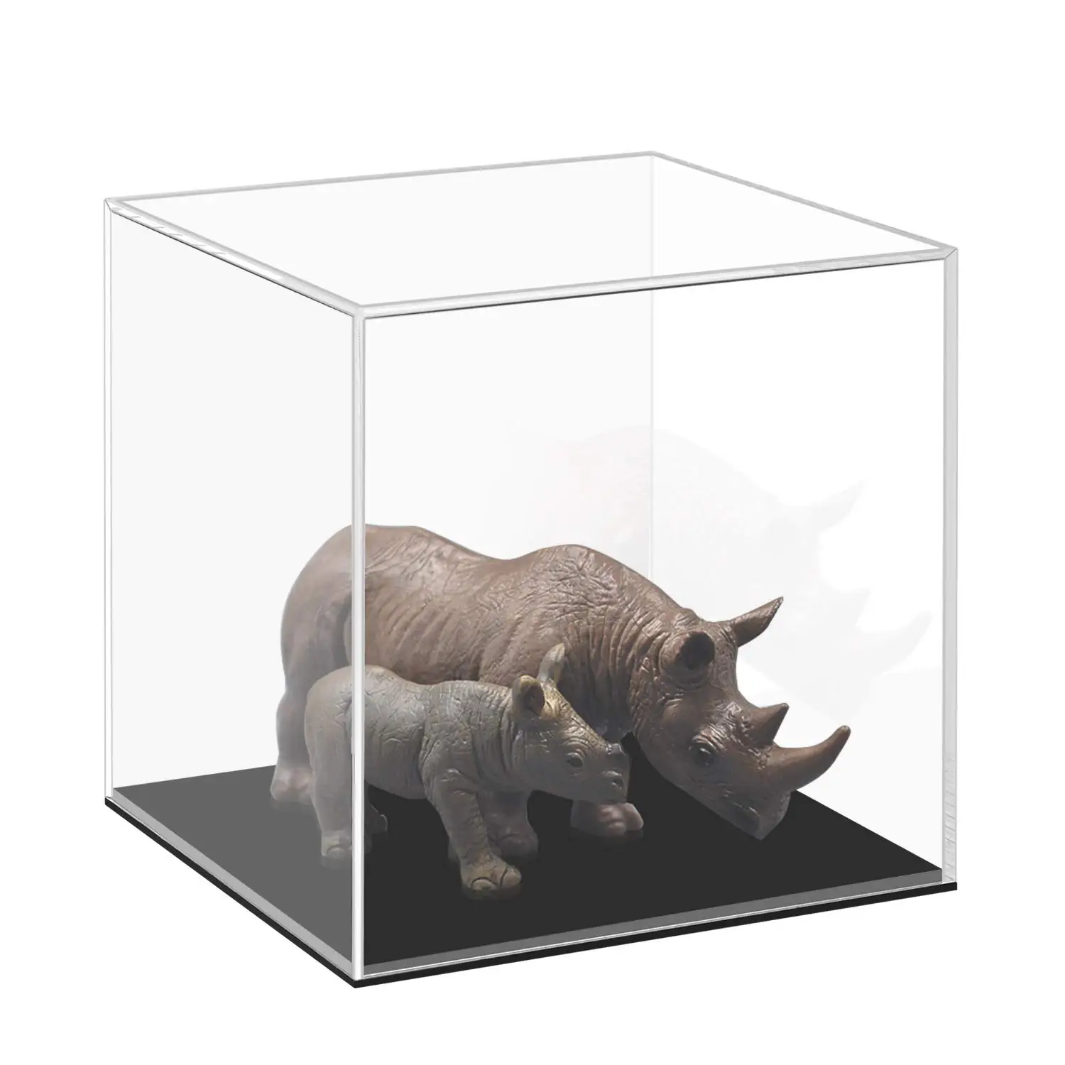 Wholesale figure display storage plexiglass boxes transparent acrylic box with black base