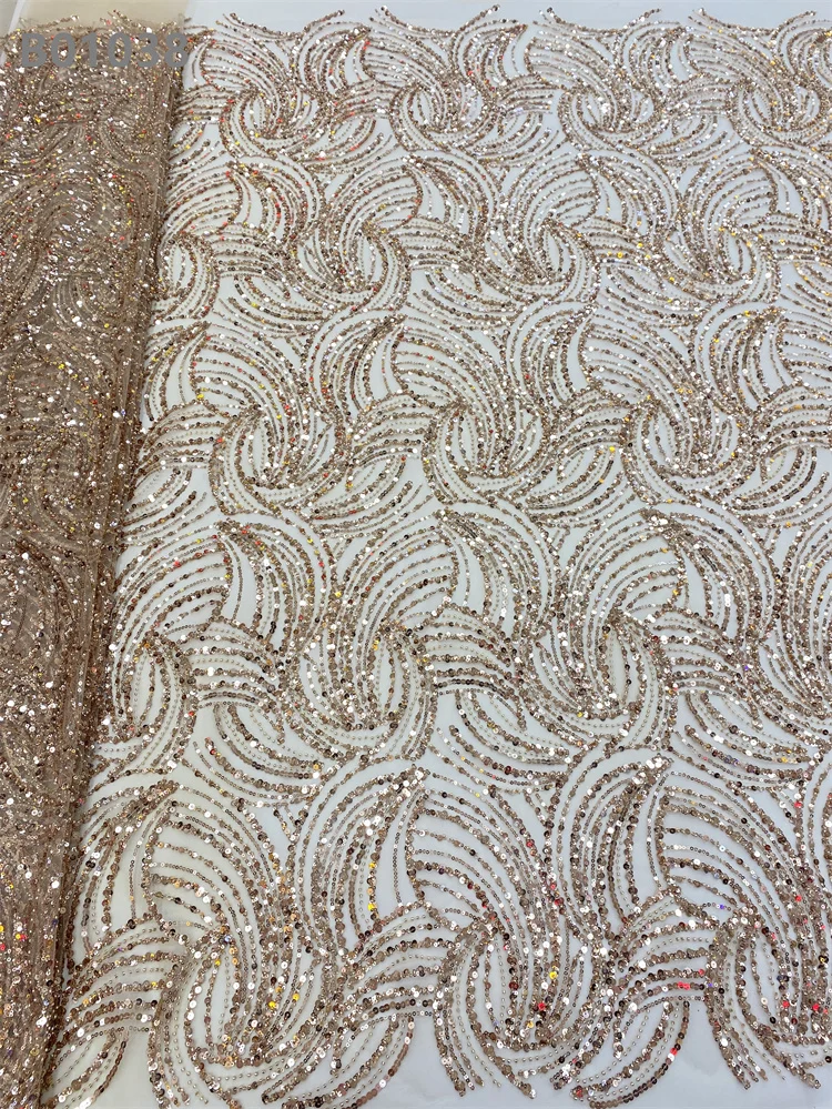 Pink Bead Fabric Embroidery Beads Lace Fabric Mesh Stretch Bead Bridal Lace Laces Fabrics