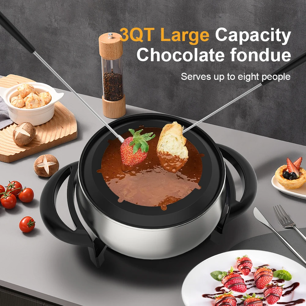 Family party First choice Electric Fondue Pot with 8 Forks Chocolate cheese Fondue melting pot